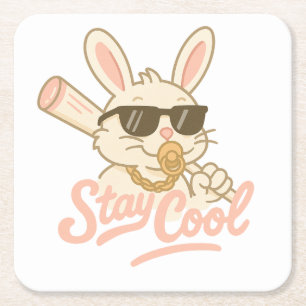 Hip Hop Hase Rechteckiger Pappuntersetzer