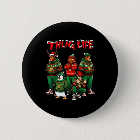 Hip Hop Holiday Crew - Ugly Christmas Sweater Rap Button (Vorderseite)
