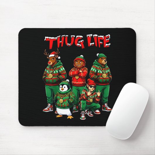 Hip Hop Holiday Crew - Ugly Christmas Sweater Rap  Mousepad (Mit Mouse)