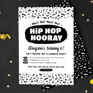 Hip Hop Hooray Geburtstag, 90er Jahre alter Rap Ly Einladung