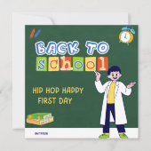 Hip Hop Hooray Happy First Day  Einladung (Vorderseite)
