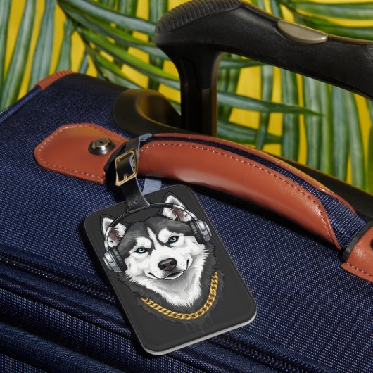 Hip-Hop Husky – Cool Streetwear Dog Gepäckanhänger (Vorderseite Insitu 1)