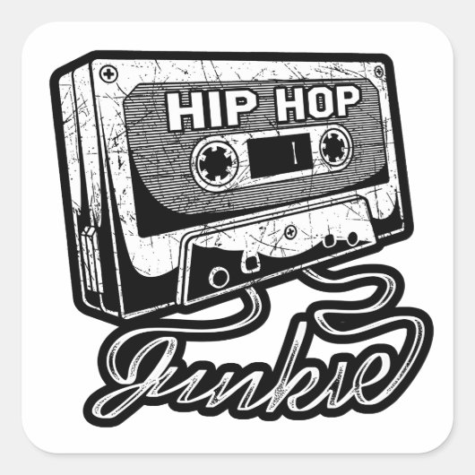Hip Hop Junkie Golden Era Rap Musik Quadratischer Aufkleber (Vorderseite)