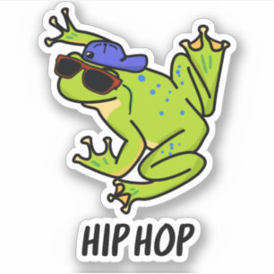 Hip Hop Lustiger Hüpfender Frosch Wortspiel Aufkleber