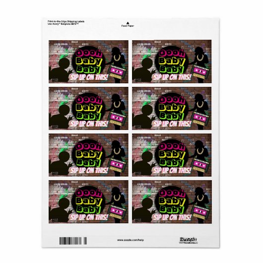 Hip Hop Mini Champagner Flaschenetiketten {Neon Co (Vorne)