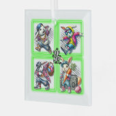 Hip Hop Oaster Bunny Buddies, Neon Green | Ornament Aus Glas (Vorderseite links)