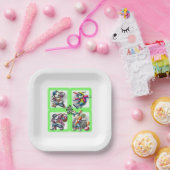 Hip Hop Oaster Bunny Buddies, Neon Green | Pappteller (Party)