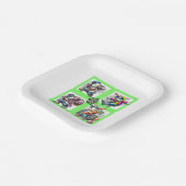 Hip Hop Oaster Bunny Buddies, Neon Green | Pappteller (Gewinkelt)