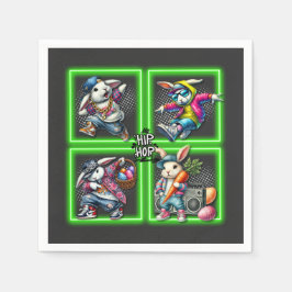 Hip Hop Oaster Bunny Buddies, Neon Green | Serviette