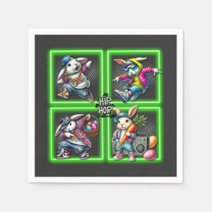 Hip Hop Oaster Bunny Buddies, Neon Green   Serviette