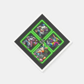 Hip Hop Oaster Bunny Buddies, Neon Green T - Shirt Serviette (Ecke)