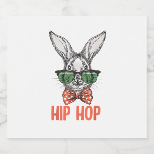 Hip Hop Osterfest Sonniger Nerd Hipster Kaninchen Schaumweinetikett (Einzelnes Label)