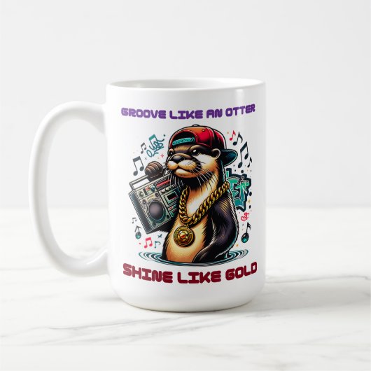 Hip Hop Otter mit Boombox und Goldkette Kaffeetasse (Links)