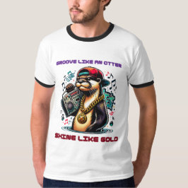 Hip Hop Otter mit Boombox und Goldkette T-Shirt