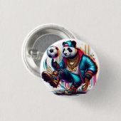 Hip Hop Panda Fußball Sommer Sportarten Button (Vorne & Hinten)