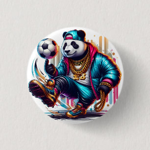 Hip Hop Panda Fußball Sommer Sportarten Button