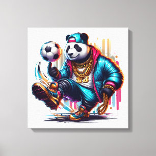 Hip Hop Panda Fußball Sommer Sportarten Leinwanddruck