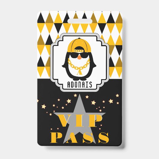 Hip Hop Penguin Cool Kid Foto VIP Pass Ausweis (Front)
