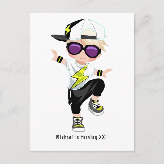 Hip Hop Rap Boy Break Dancer Birthday Party Postkarte (Vorderseite)