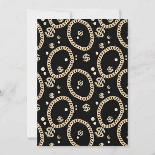 Hip Hop Rap Music Gold Link Chain 90's Birthday Einladung (Rückseite)