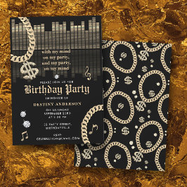 Hip Hop Rap Music Gold Link Chain 90's Birthday Einladung