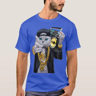 Hip-Hop-Rapper-Katze in Baseballkappe trägt Musik T-Shirt
