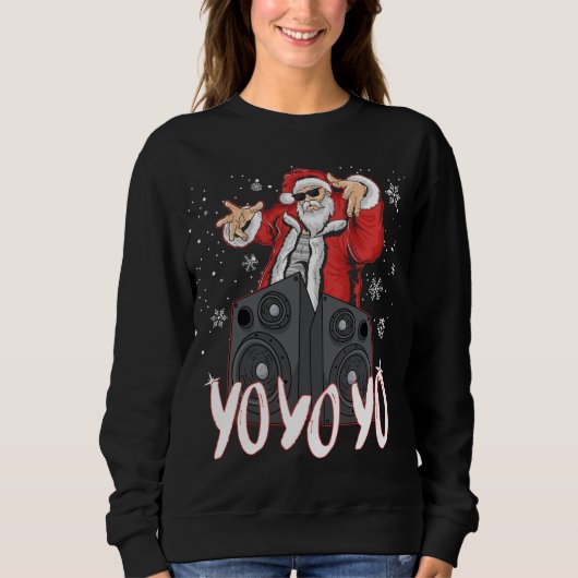 Hip Hop Santa Claus Gangster Rap Weihnachten Yo Yo Sweatshirt (Vorderseite)