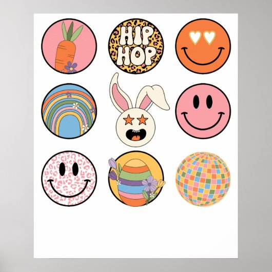 Hip-Hop-Smiley, Retro, Vintage Poster (Vorne)