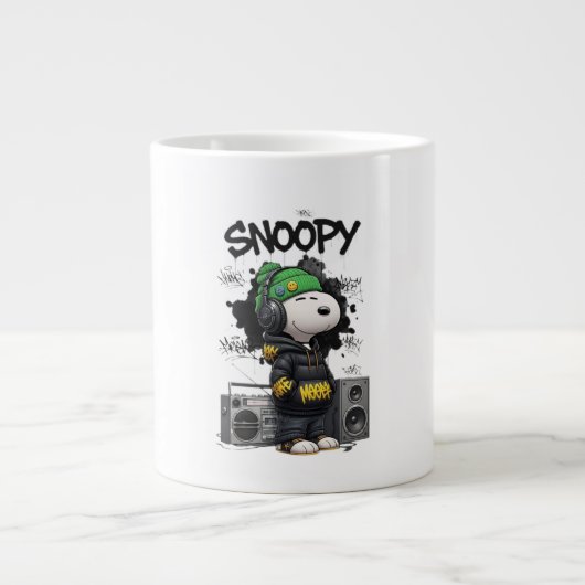 Hip-Hop Snoopy Urban Street Art Illustration Jumbo-Tasse (Vorderseite)