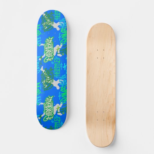 Hip Hop Street Arts Muster B Blue BG Skateboard (Vorderseite)