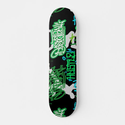 Hip Hop Street Arts Pattern Black BG 2 Skateboard (Vorne)