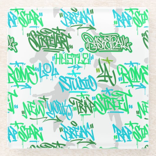 Hip Hop Street Arts Pattern Glasuntersetzer (Vorderseite)