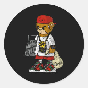 Hip Hop Teddy-Arbeit für Rap und Runder Aufkleber