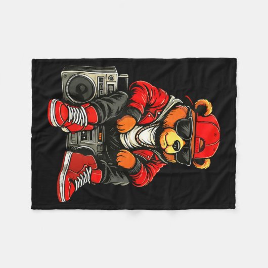 Hip Hop Teddy Bear Rap Music  Fleecedecke (Vorderseite (Horizontal))