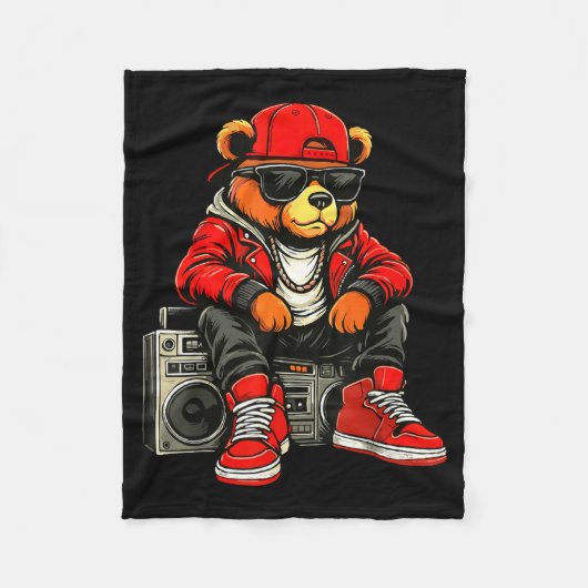 Hip Hop Teddy Bear Rap Music Fleecedecke (Vorderseite)