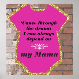 Hip Hop Texte Pink & Gold Baby Shower Poster