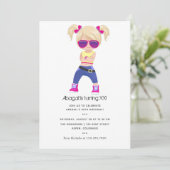 Hip Hop-Thema Mädchen Geburtstagseinladung Einladung (Stehend Vorderseite)