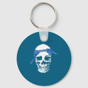 Hip Hop Totenkopf Blau Rag Schlüsselanhänger