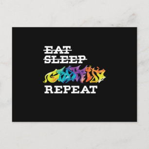 Hip Hop Typographic Mural Graffiti Art Eat Sleep G Postkarte