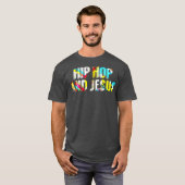 Hip Hop und Jesus Fun Farbenfrohe Christliche Prem T-Shirt (Vorne ganz)