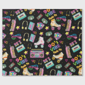 Hip Hop Vibes Retro aus den 90er Jahren gestaltete Geschenkpapier (Flach)