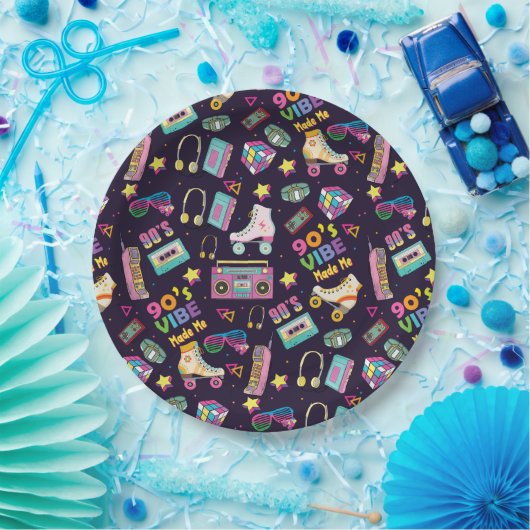 Hip Hop Vibes Retro aus den 90er Jahren gestaltete Pappteller (Party)