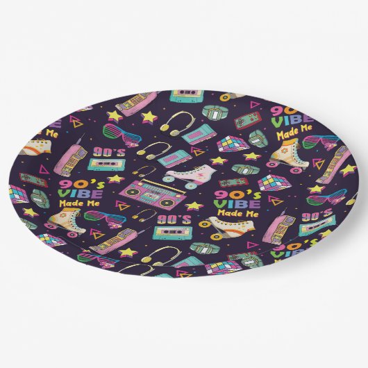 Hip Hop Vibes Retro aus den 90er Jahren gestaltete Pappteller (Schrägansicht)