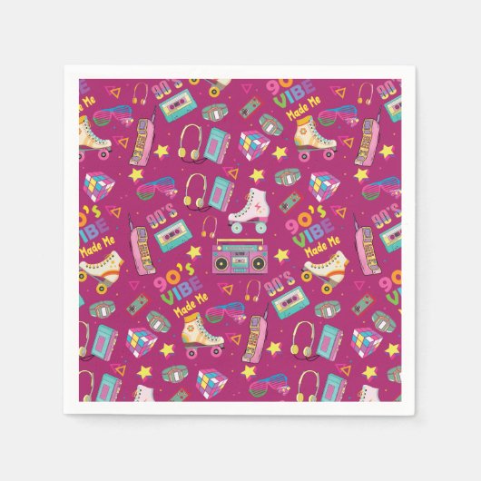 Hip Hop Vibes Retro aus den 90er Jahren gestaltete Serviette (Vorderseite)