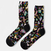 Hip Hop Vibes Retro aus den 90er Jahren gestaltete Socken (Linkes Detail)