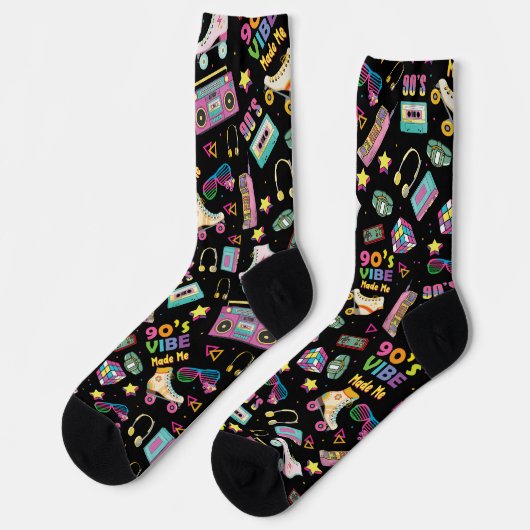 Hip Hop Vibes Retro aus den 90er Jahren gestaltete Socken (Linkes Detail)
