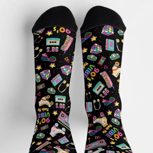Hip Hop Vibes Retro aus den 90er Jahren gestaltete Socken (Oben)