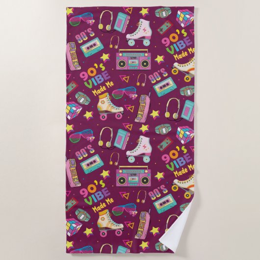 Hip Hop Vibes Retro aus den 90er Jahren gestaltete Strandtuch (Vorderseite)