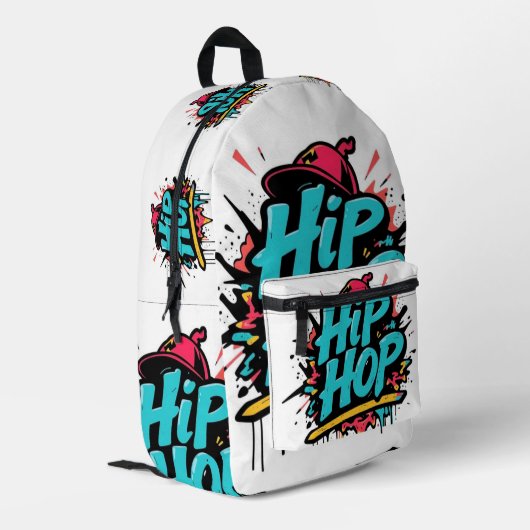 „Hip-Hop Vibes – Stimme der Straße“ Bedruckter Rucksack (Rückseitige Ecke links)
