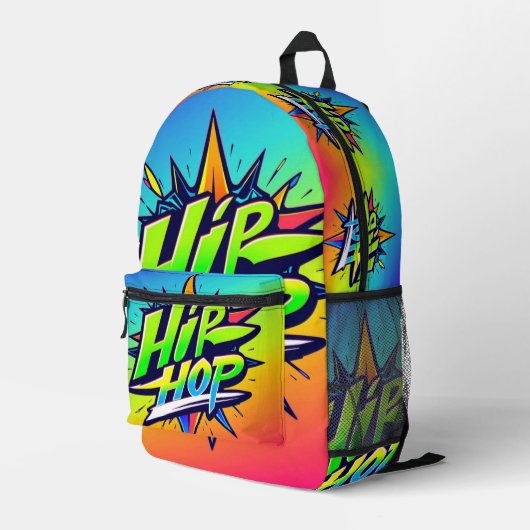 „Hip-Hop Vibes – Stimme der Straße“ Bedruckter Rucksack (Rückseitige Ecke Rechts)